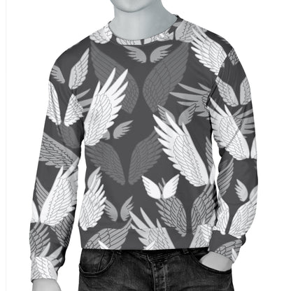 Angel Wings Pattern Design Themed Print Men Long Sleeve Sweatshirt