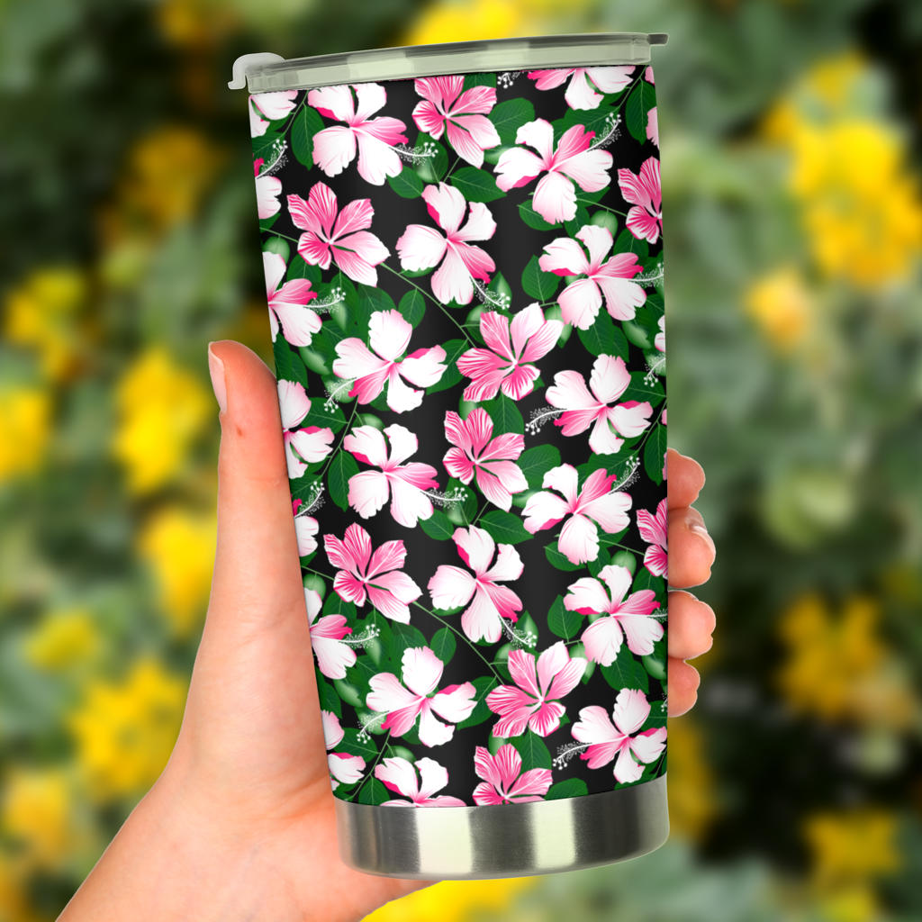 Hibiscus Pink Flower Hawaiian Print Tumbler