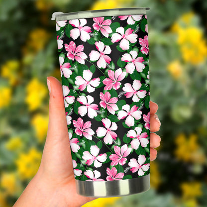 Hibiscus Pink Flower Hawaiian Print Tumbler