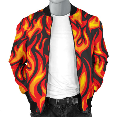 Flame Fire Print Pattern Men Bomber Jacket