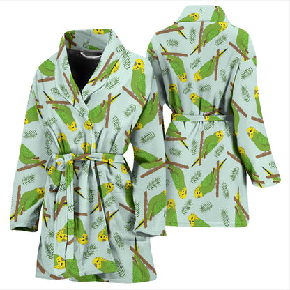 Budgerigar Pattern Print Design 04 Women Bathrobe