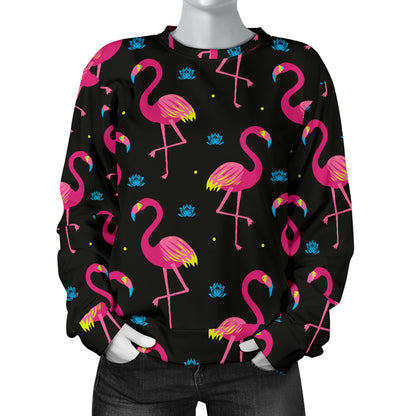 Flamingo Pink Neon Print Pattern Women Long Sleeve Sweatshirt
