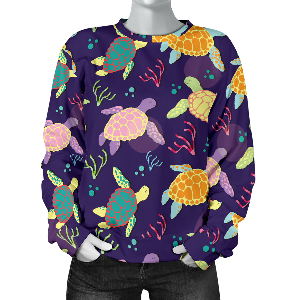 Sea Turtle Color Smile Women Long Sleeve Sweatshirt