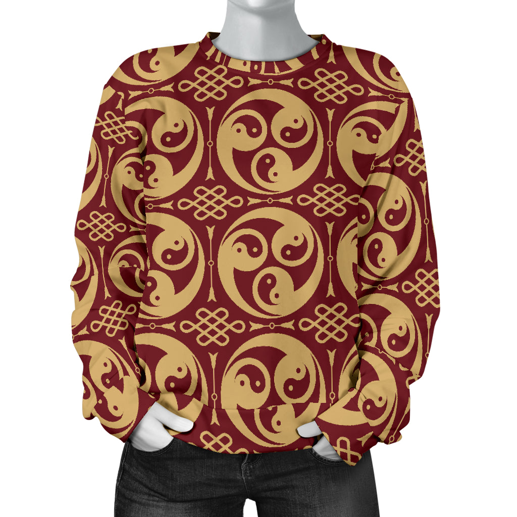 Yin Yang Style Pattern Design Print Women Long Sleeve Sweatshirt