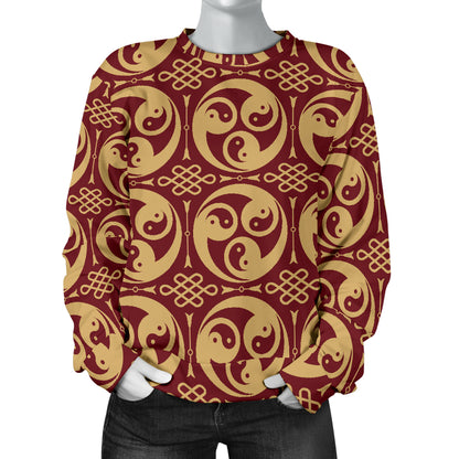 Yin Yang Style Pattern Design Print Women Long Sleeve Sweatshirt