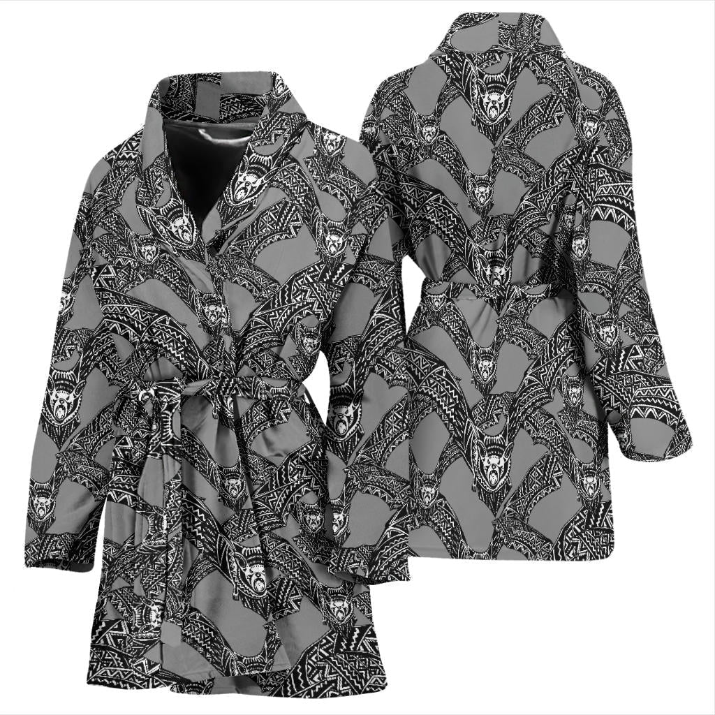 Bat Pattern Print Design 04 Women Bathrobe
