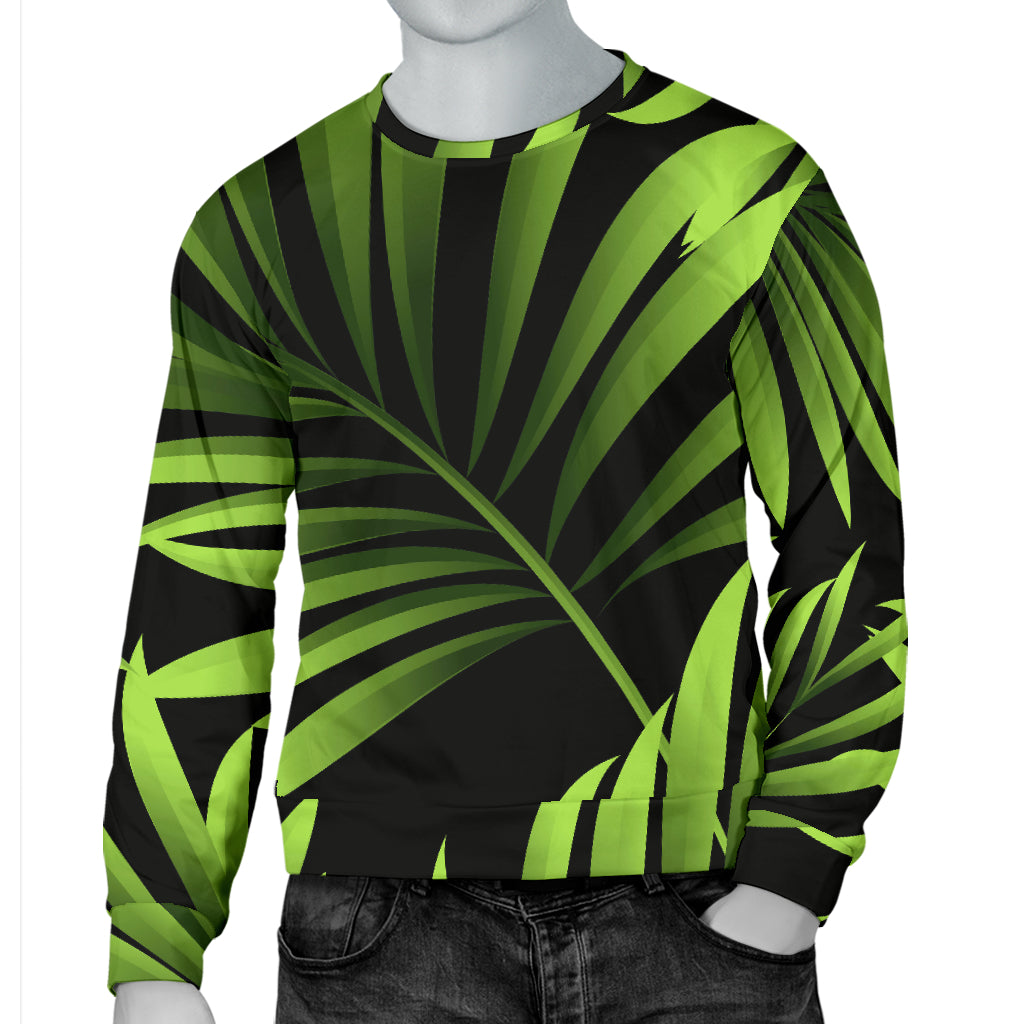 Green Neon Tropical Palm Leaves Men Long Sleeve Sweatshirt