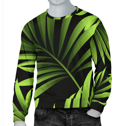 Green Neon Tropical Palm Leaves Men Long Sleeve Sweatshirt