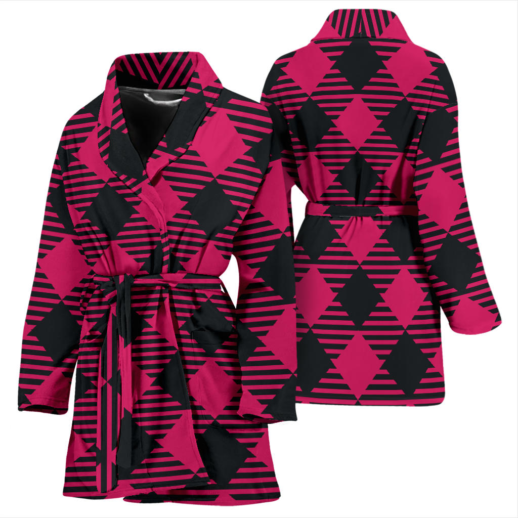 Buffalo check Pink Pattern Print Design 01 Women Bathrobe