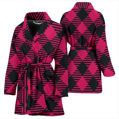 Buffalo check Pink Pattern Print Design 01 Women Bathrobe