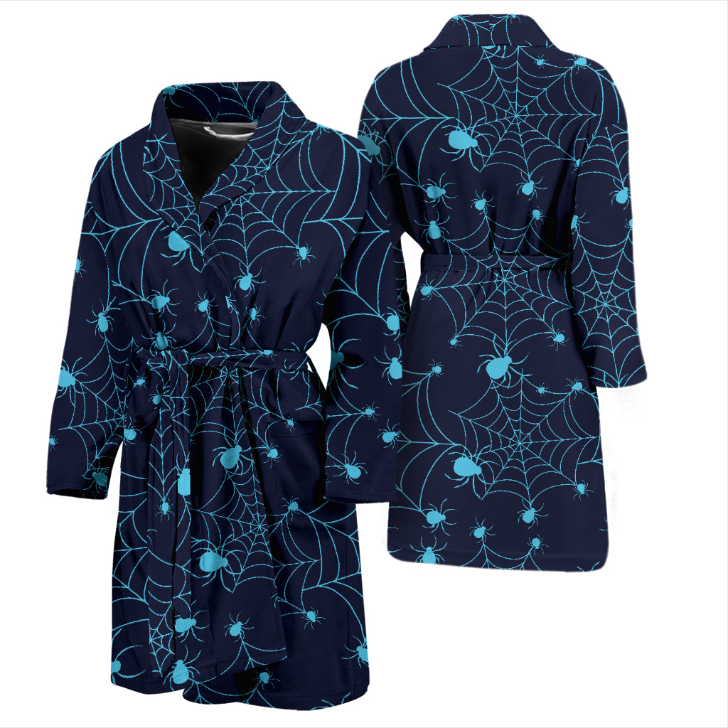 Spider Web Blue Print Design LKS304 Men Bathrobe