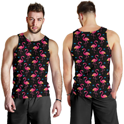 Flamingo Pink Neon Print Pattern Men Tank Top