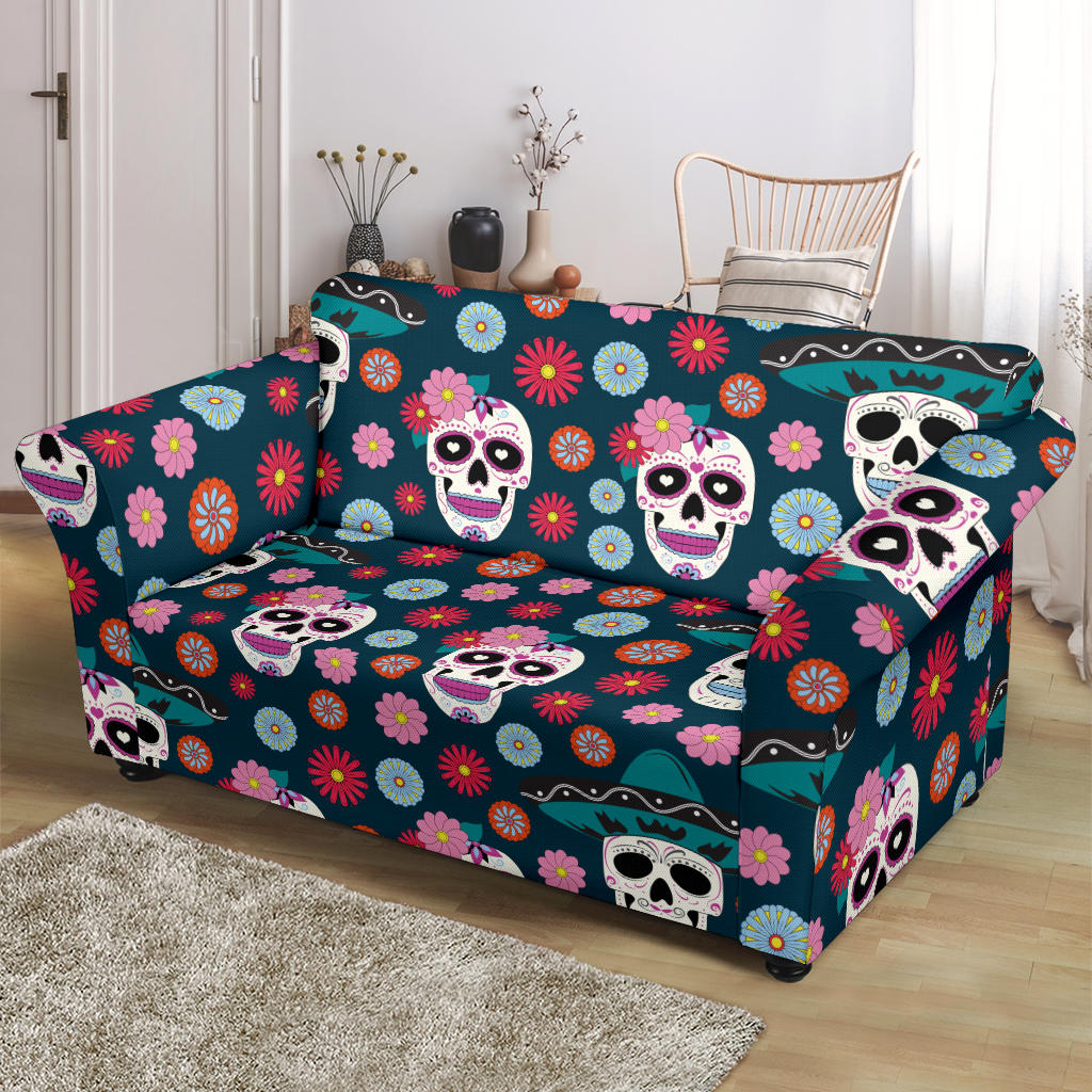 Sugar Skull Print Design LKS308 Loveseat Couch Slipcover