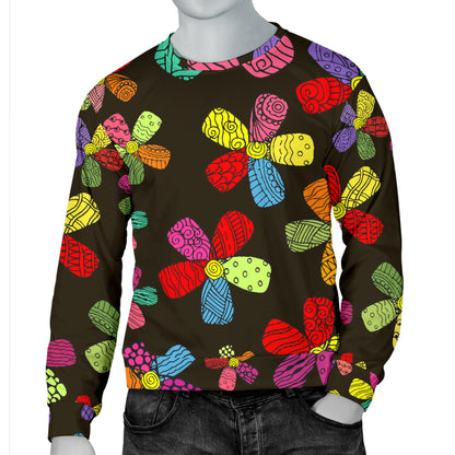 Flower Power Colorful Print Pattern Men Long Sleeve Sweatshirt