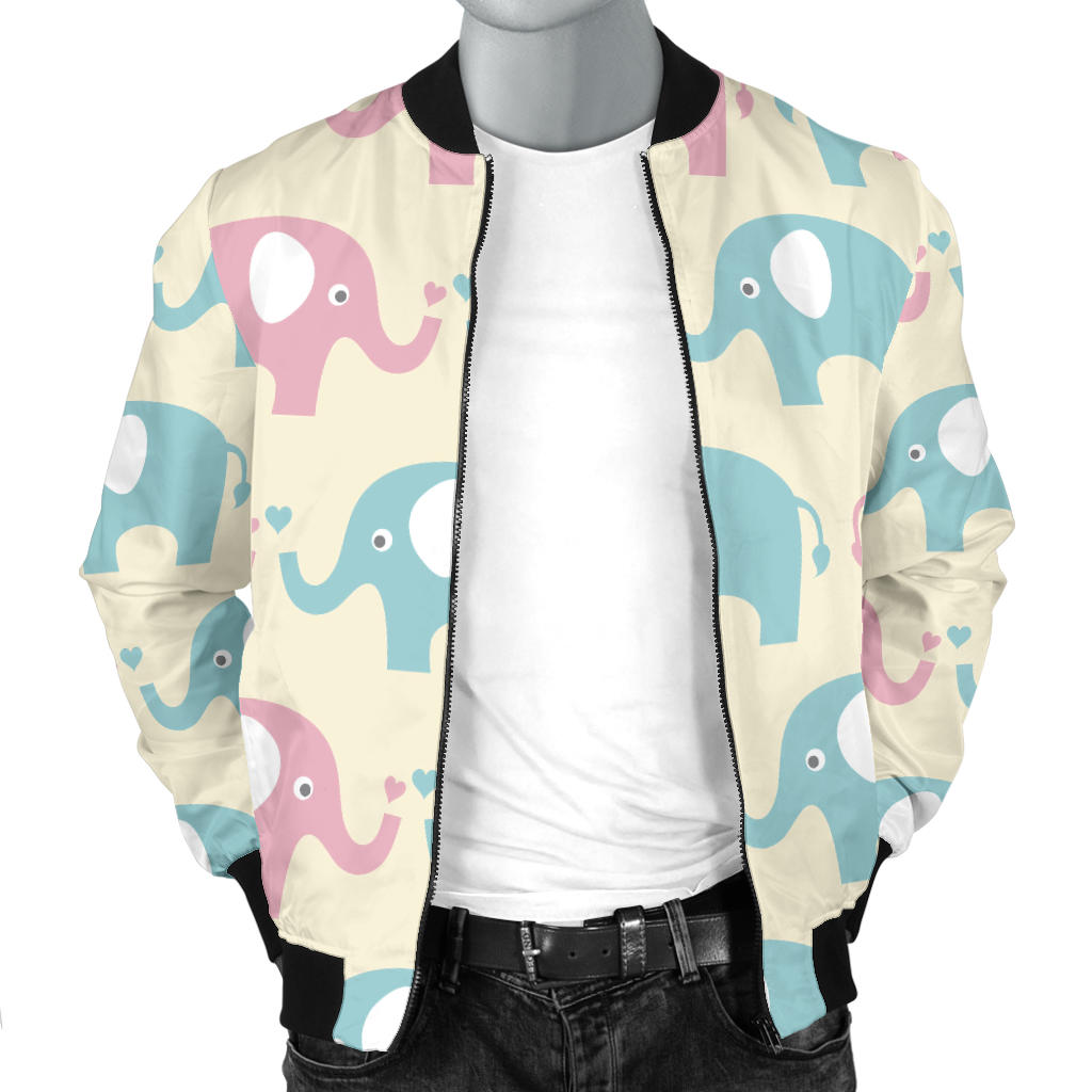 Elephant Baby Pastel Print Pattern Men Bomber Jacket
