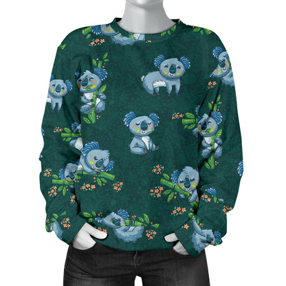 Koala Blue Design Print Women Long Sleeve Sweatshirt