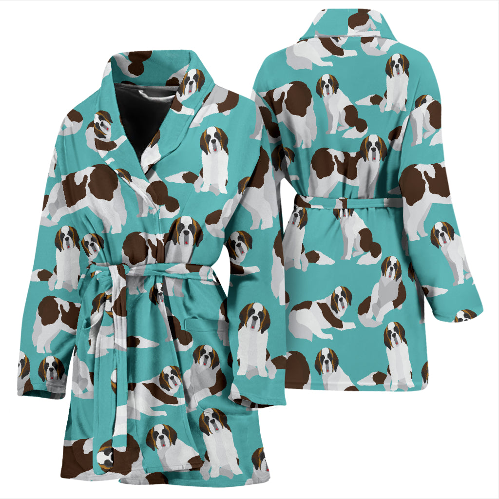 St Bernards Print Design LKS302 Women Bathrobe