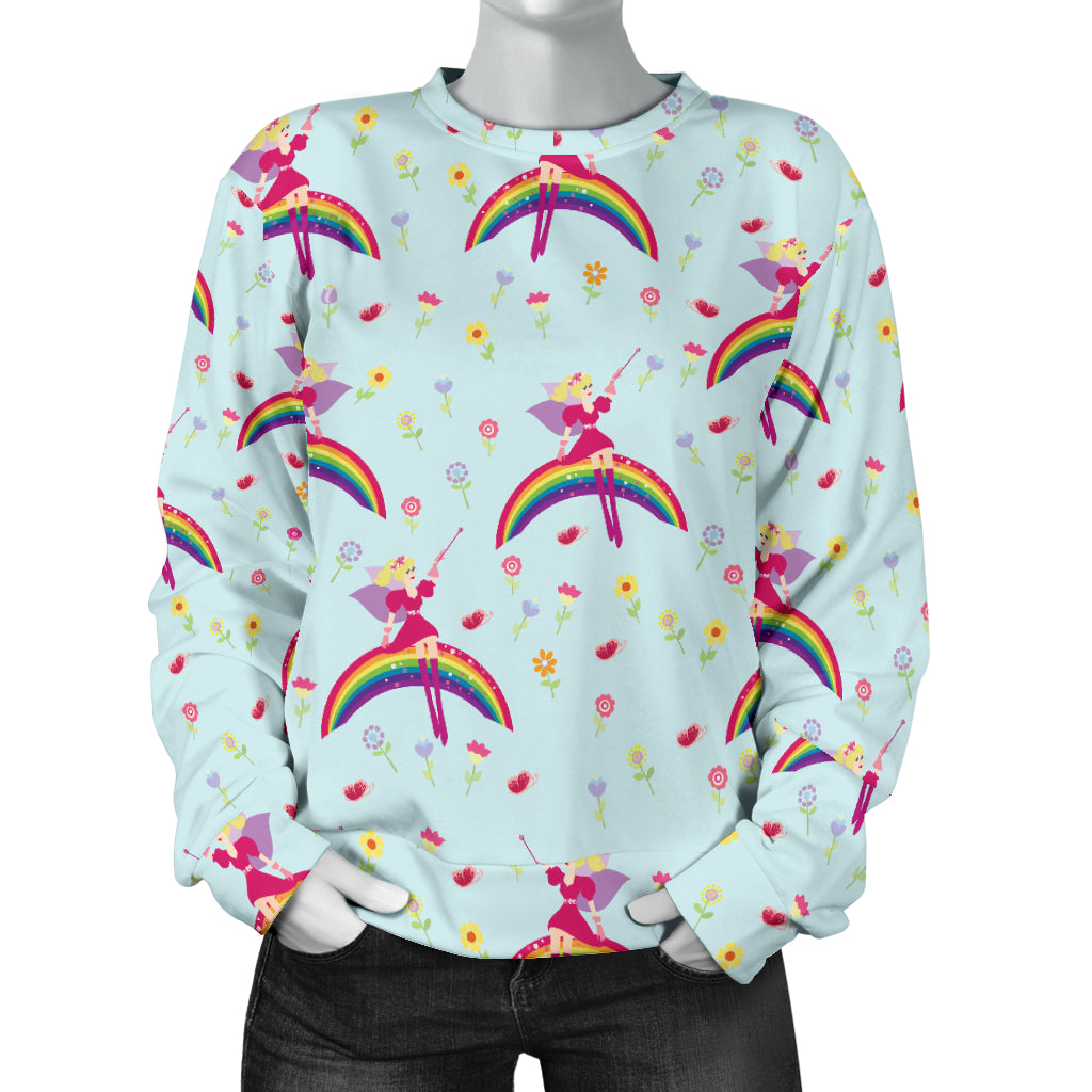 Fairy with Rainbow Print Pattern Women Long Sleeve Sweatshirt