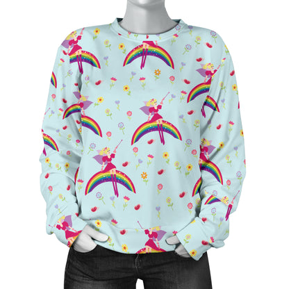 Fairy with Rainbow Print Pattern Women Long Sleeve Sweatshirt