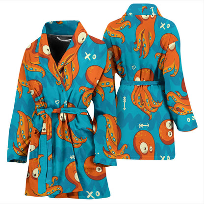 Octopus Pattern Print Design A02 Women Bathrobe