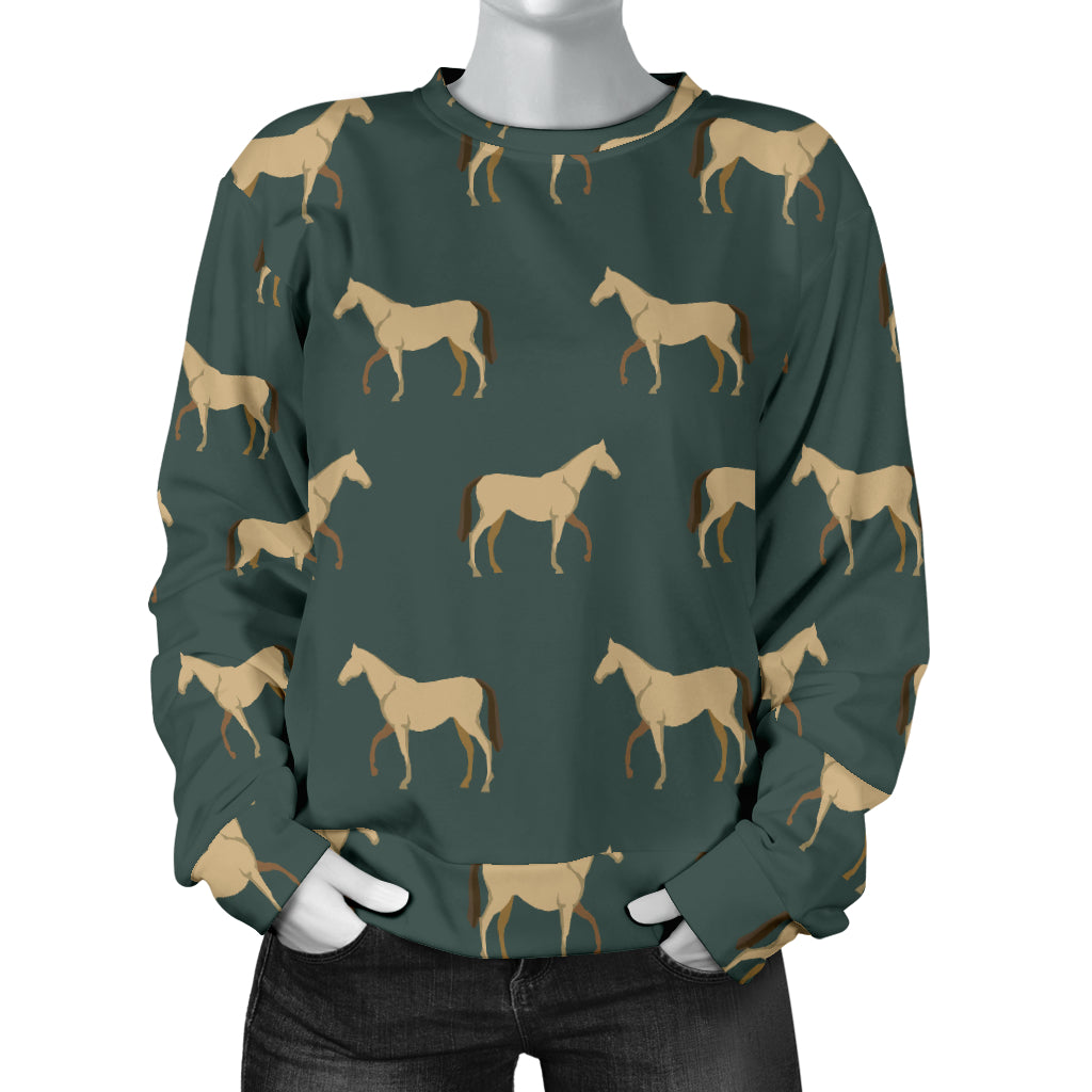 Horse Classic Themed Pattern Print Women Long Sleeve Sweatshirt