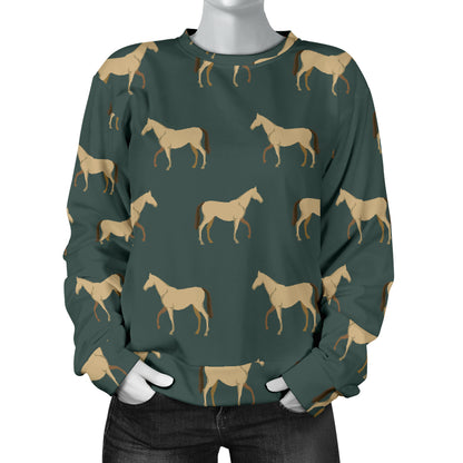 Horse Classic Themed Pattern Print Women Long Sleeve Sweatshirt