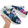 Floral Blue Themed Print Athletic Shoes