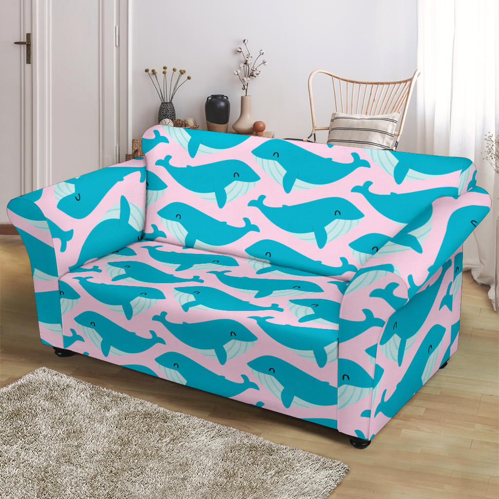 Whale Print Design LKS302 Loveseat Couch Slipcover