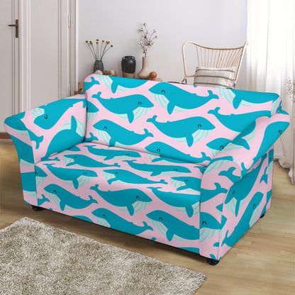 Whale Print Design LKS302 Loveseat Couch Slipcover