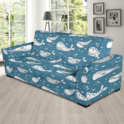 Humpback Whale Pattern Print Design 03 Sofa Slipcover