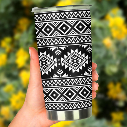 Aztec Black White Print Pattern Tumbler