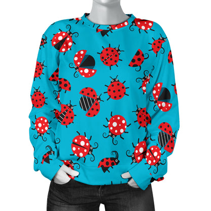 Ladybug Action Print Pattern Women Long Sleeve Sweatshirt