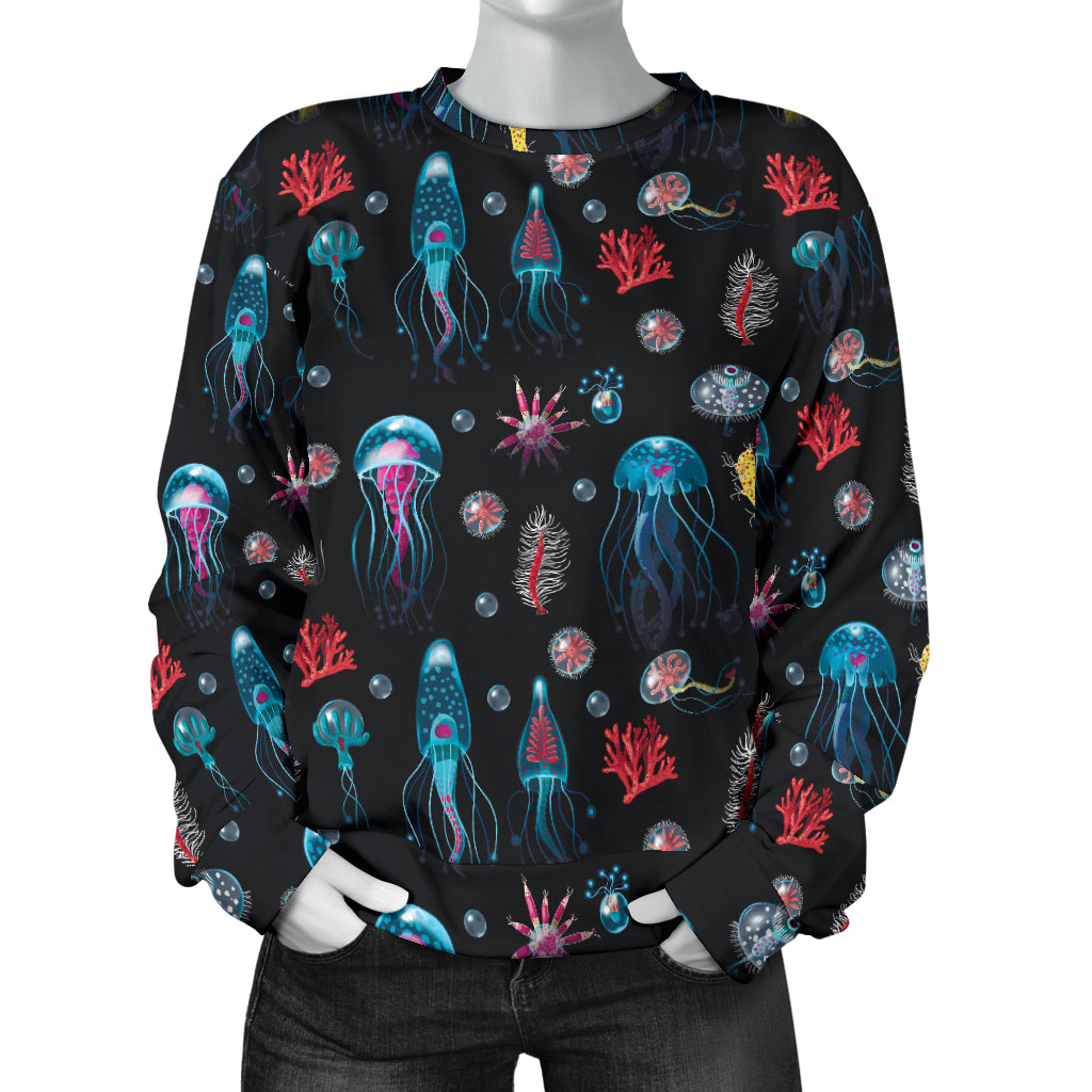 Jellyfish Underwater Print Women Long Sleeve Sweatshirt