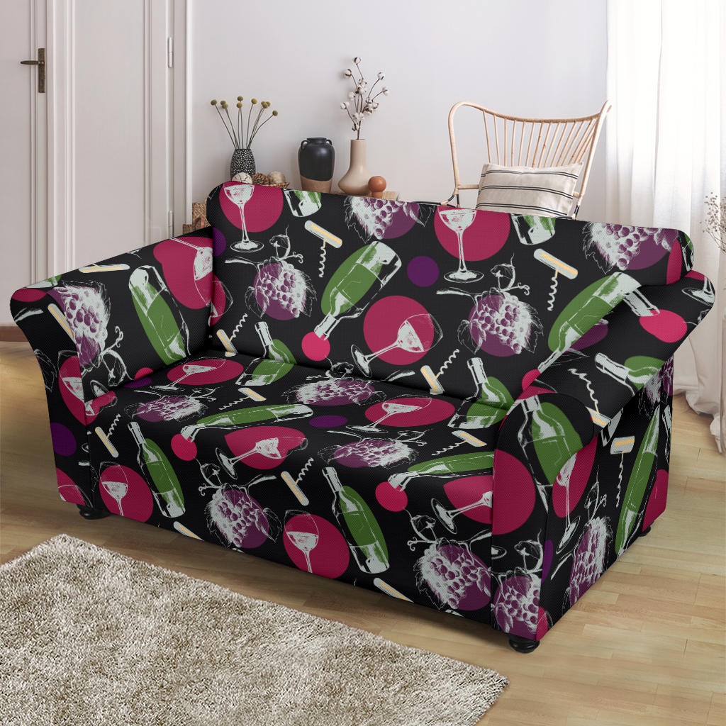 Wine Print Design LKS307 Loveseat Couch Slipcover