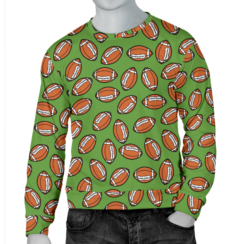 American Football on Green Design Men Long Sleeve Sweatshirt