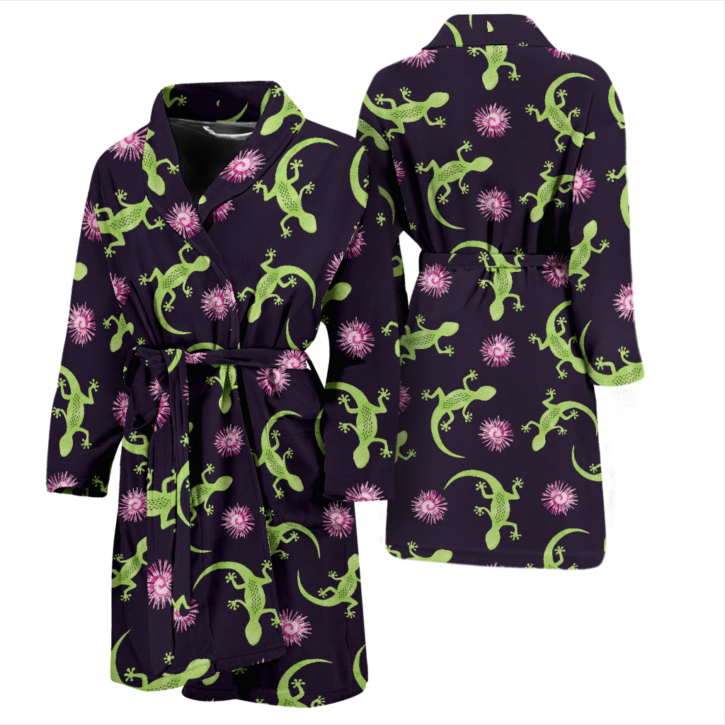 lizard Print Design LKS402 Men Bathrobe
