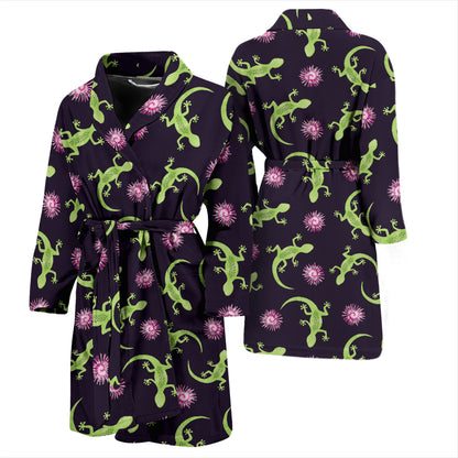 lizard Print Design LKS402 Men Bathrobe
