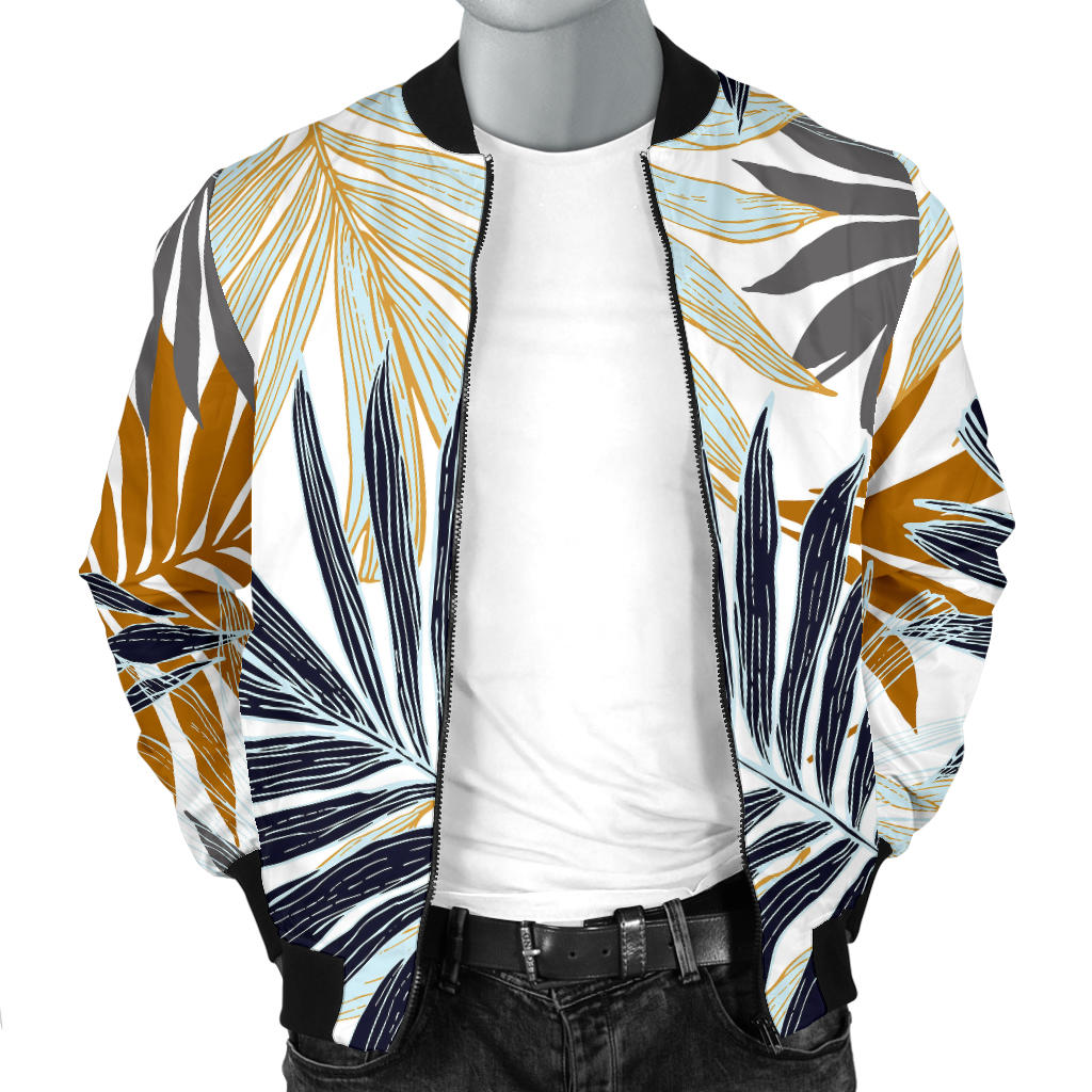Colorful Tropical Palm Leaves Men Bomber Jacket