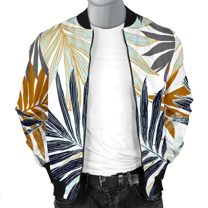 Colorful Tropical Palm Leaves Men Bomber Jacket