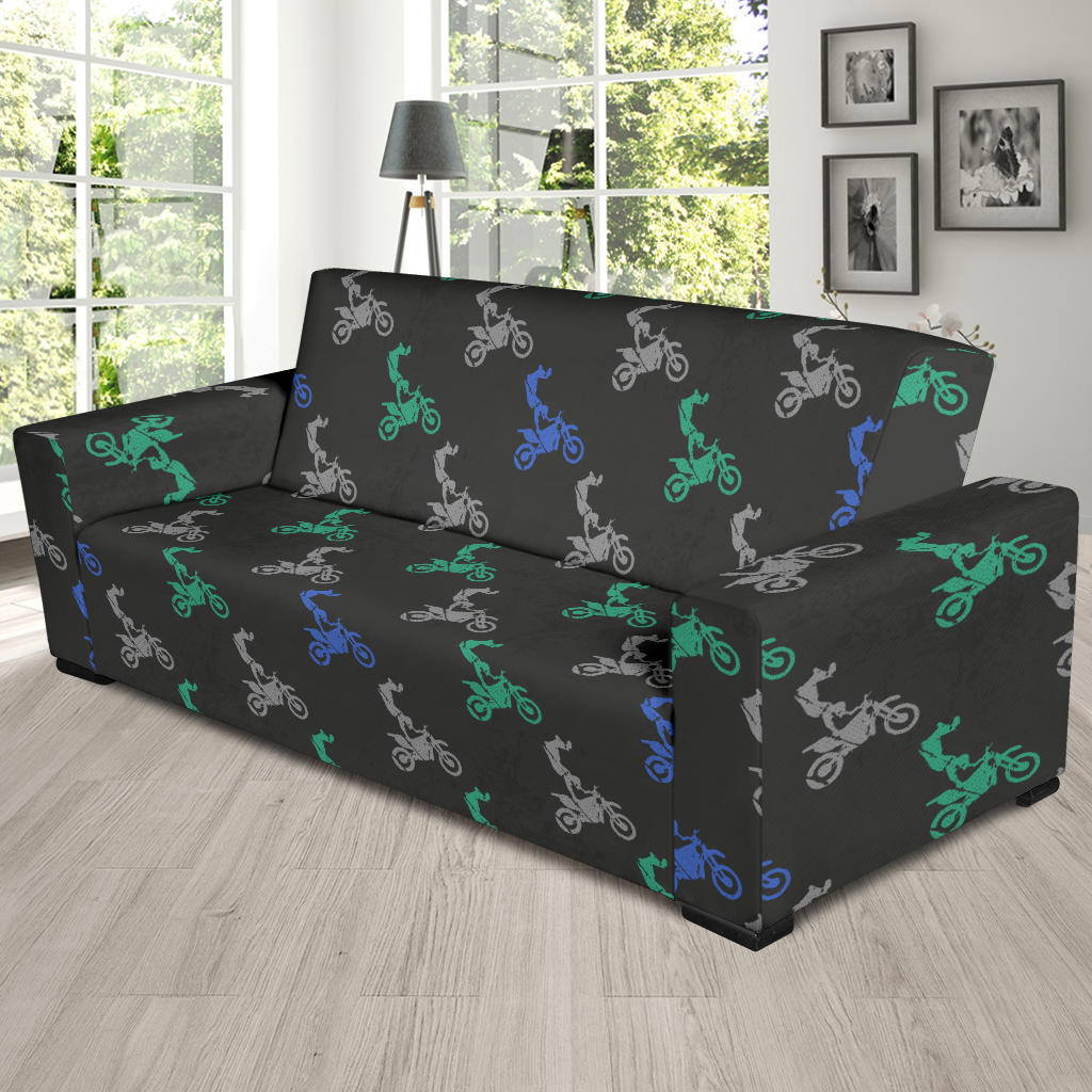 Motocross Pattern Print Design 02 Sofa Slipcover