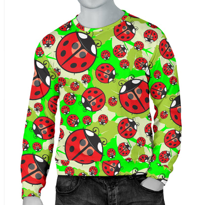 Ladybug with Leaf Print Pattern Men Long Sleeve Sweatshirt