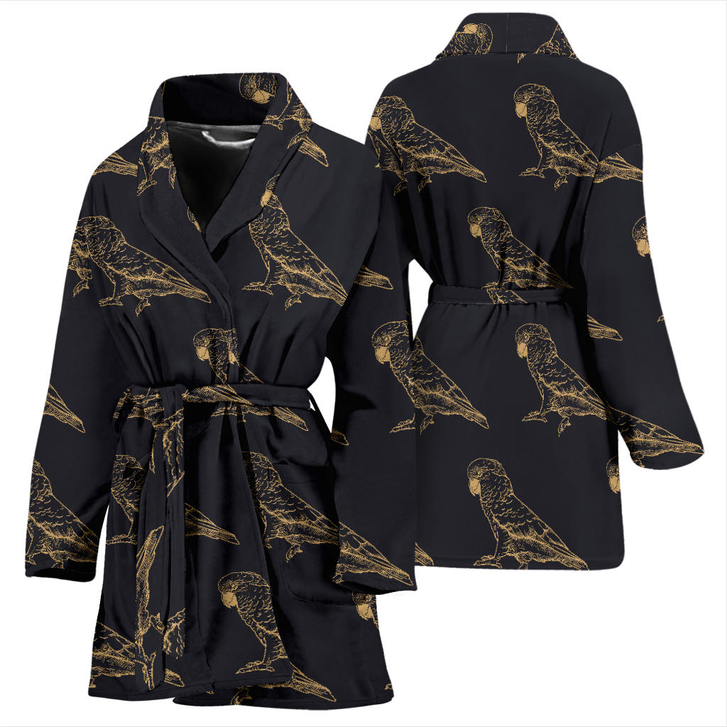 Parakeet Pattern Print Design A04 Women Bathrobe