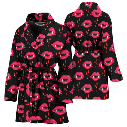 Vampire Lips Print Design LKS303 Women Bathrobe