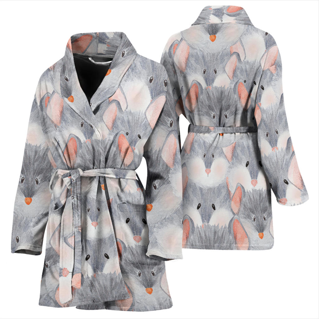 Rat Baby Pattern Print Design 02 Women Bathrobe