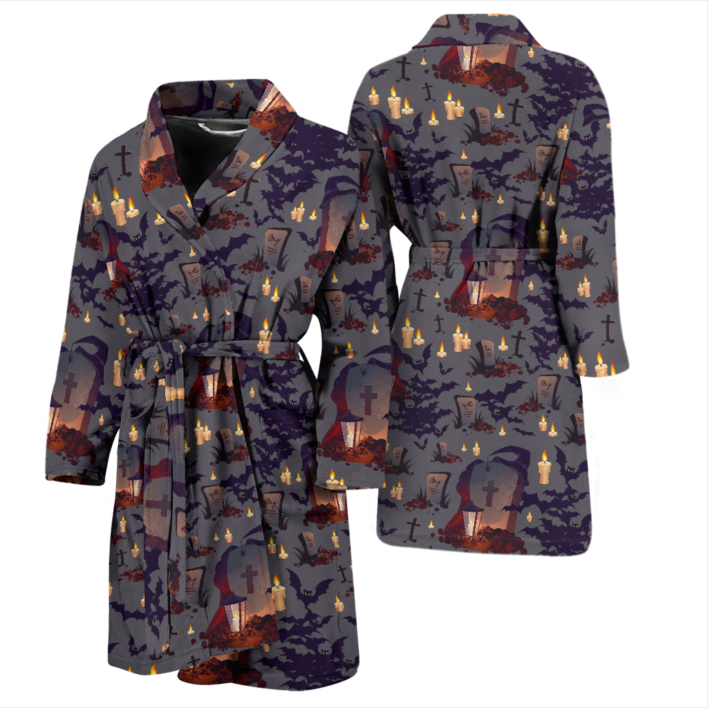 Creepy Graveyard Print Design LKS301 Men Bathrobe