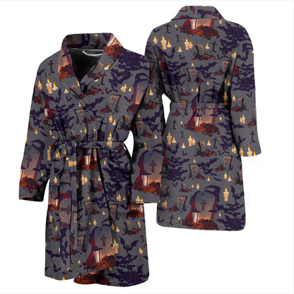 Creepy Graveyard Print Design LKS301 Men Bathrobe