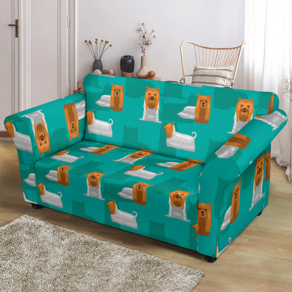 Silky Terriers Print Design LKS301 Loveseat Couch Slipcover