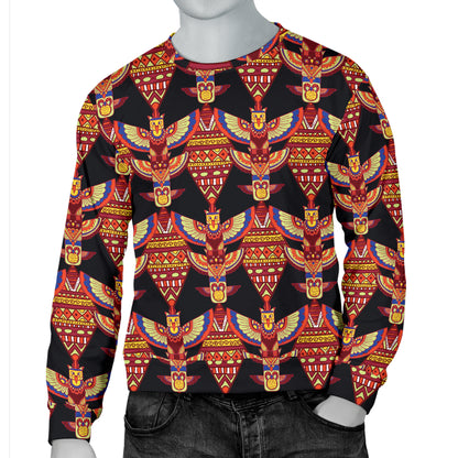 Totem Pole Print Men Long Sleeve Sweatshirt