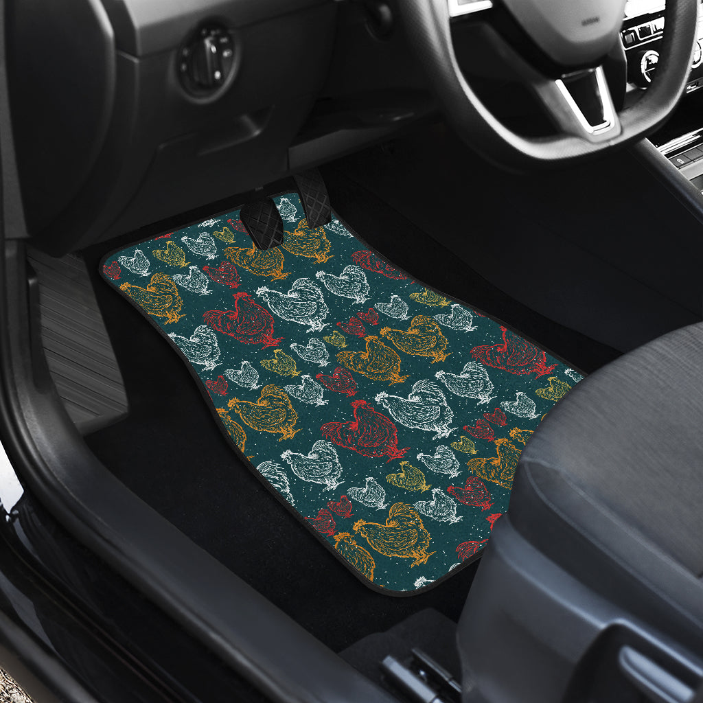 Rooster Hand Draw Design Car Floor Mats Front Back