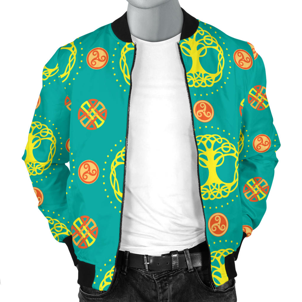 Celtic Tree of Life Print Pattern Men Bomber Jacket